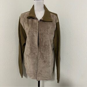 Marc Edwards Men’s Full Zip Acrylic/Leather Sweater Jacket Tan/Beige Size XL EUC